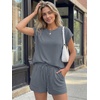 image:imageAUTOMET Womens 2 Piece Summer Matching Lounge Short Sets with PocketsDark Grey