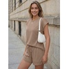 image:imageAUTOMET Womens 2 Piece Summer Matching Lounge Short Sets with PocketsDark Khaki