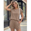 image:imageAUTOMET Womens 2 Piece Summer Matching Lounge Short Sets with PocketsDark Khaki