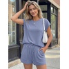 image:imageAUTOMET Womens 2 Piece Summer Matching Lounge Short Sets with PocketsDusty Blue