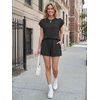 image:imageAUTOMET Womens 2 Piece Summer Matching Lounge Short Sets with PocketsHeather Charcoal