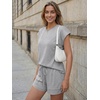 image:imageAUTOMET Womens 2 Piece Summer Matching Lounge Short Sets with PocketsHeather Grey