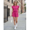 image:imageAUTOMET Womens 2 Piece Summer Matching Lounge Short Sets with PocketsHot Pink