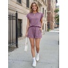 image:imageAUTOMET Womens 2 Piece Summer Matching Lounge Short Sets with PocketsLavender
