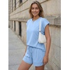 image:imageAUTOMET Womens 2 Piece Summer Matching Lounge Short Sets with PocketsLight Blue
