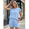 image:imageAUTOMET Womens 2 Piece Summer Matching Lounge Short Sets with PocketsLight Blue