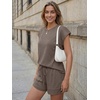 image:imageAUTOMET Womens 2 Piece Summer Matching Lounge Short Sets with PocketsMocha