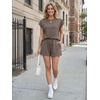 image:imageAUTOMET Womens 2 Piece Summer Matching Lounge Short Sets with PocketsMocha