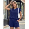 image:imageAUTOMET Womens 2 Piece Summer Matching Lounge Short Sets with PocketsNavy Blue