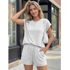 image:imageAUTOMET Womens 2 Piece Summer Matching Lounge Short Sets with PocketsOatmeal Grey