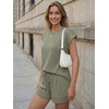 image:imageAUTOMET Womens 2 Piece Summer Matching Lounge Short Sets with PocketsOlive Green
