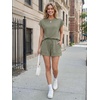 image:imageAUTOMET Womens 2 Piece Summer Matching Lounge Short Sets with PocketsOlive Green