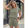 image:imageAUTOMET Womens 2 Piece Summer Matching Lounge Short Sets with PocketsOlive Green