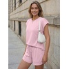 image:imageAUTOMET Womens 2 Piece Summer Matching Lounge Short Sets with PocketsPink