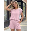 image:imageAUTOMET Womens 2 Piece Summer Matching Lounge Short Sets with PocketsPink