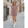 image:imageAUTOMET Womens 2 Piece Summer Matching Lounge Short Sets with PocketsPink Combo