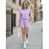 image:imageAUTOMET Womens 2 Piece Summer Matching Lounge Short Sets with PocketsPurple