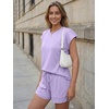 image:imageAUTOMET Womens 2 Piece Summer Matching Lounge Short Sets with PocketsPurple