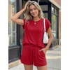 image:imageAUTOMET Womens 2 Piece Summer Matching Lounge Short Sets with PocketsRed
