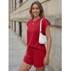 image:imageAUTOMET Womens 2 Piece Summer Matching Lounge Short Sets with PocketsRed