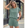 image:imageAUTOMET Womens 2 Piece Summer Matching Lounge Short Sets with PocketsSage Green