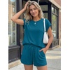 image:imageAUTOMET Womens 2 Piece Summer Matching Lounge Short Sets with PocketsTeal