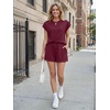 image:imageAUTOMET Womens 2 Piece Summer Matching Lounge Short Sets with PocketsWine Red