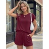 image:imageAUTOMET Womens 2 Piece Summer Matching Lounge Short Sets with PocketsWine Red