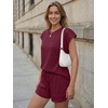image:imageAUTOMET Womens 2 Piece Summer Matching Lounge Short Sets with PocketsWine Red