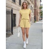 image:imageAUTOMET Womens 2 Piece Summer Matching Lounge Short Sets with PocketsYellow