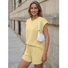 image:imageAUTOMET Womens 2 Piece Summer Matching Lounge Short Sets with PocketsYellow