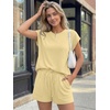 image:imageAUTOMET Womens 2 Piece Summer Matching Lounge Short Sets with PocketsYellow