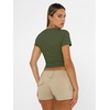 image:imageAUTOMET Womens Crewneck Short Sleeve TShirt Sexy Slim Fit Basic Going Out TopsArmygreen