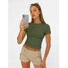 image:imageAUTOMET Womens Crewneck Short Sleeve TShirt Sexy Slim Fit Basic Going Out TopsArmygreen