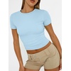image:imageAUTOMET Womens Crewneck Short Sleeve TShirt Sexy Slim Fit Basic Going Out TopsBaby Blue