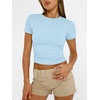 image:imageAUTOMET Womens Crewneck Short Sleeve TShirt Sexy Slim Fit Basic Going Out TopsBaby Blue