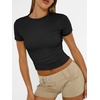 image:imageAUTOMET Womens Crewneck Short Sleeve TShirt Sexy Slim Fit Basic Going Out TopsBlack