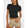 image:imageAUTOMET Womens Crewneck Short Sleeve TShirt Sexy Slim Fit Basic Going Out TopsBlack