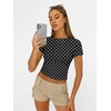 image:imageAUTOMET Womens Crewneck Short Sleeve TShirt Sexy Slim Fit Basic Going Out TopsBlackpolka Dots
