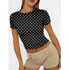 image:imageAUTOMET Womens Crewneck Short Sleeve TShirt Sexy Slim Fit Basic Going Out TopsBlackpolka Dots