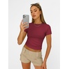 image:imageAUTOMET Womens Crewneck Short Sleeve TShirt Sexy Slim Fit Basic Going Out TopsBurgundy