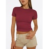 image:imageAUTOMET Womens Crewneck Short Sleeve TShirt Sexy Slim Fit Basic Going Out TopsBurgundy
