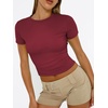 image:imageAUTOMET Womens Crewneck Short Sleeve TShirt Sexy Slim Fit Basic Going Out TopsBurgundy