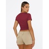 image:imageAUTOMET Womens Crewneck Short Sleeve TShirt Sexy Slim Fit Basic Going Out TopsBurgundy