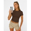 image:imageAUTOMET Womens Crewneck Short Sleeve TShirt Sexy Slim Fit Basic Going Out TopsChocolate