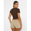 image:imageAUTOMET Womens Crewneck Short Sleeve TShirt Sexy Slim Fit Basic Going Out TopsChocolate