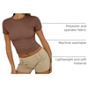 image:imageAUTOMET Womens Crewneck Short Sleeve TShirt Sexy Slim Fit Basic Going Out TopsCoffee