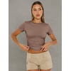 image:imageAUTOMET Womens Crewneck Short Sleeve TShirt Sexy Slim Fit Basic Going Out TopsCoffee Grey