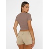 image:imageAUTOMET Womens Crewneck Short Sleeve TShirt Sexy Slim Fit Basic Going Out TopsCoffee Grey
