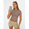 image:imageAUTOMET Womens Crewneck Short Sleeve TShirt Sexy Slim Fit Basic Going Out TopsCoffee Grey